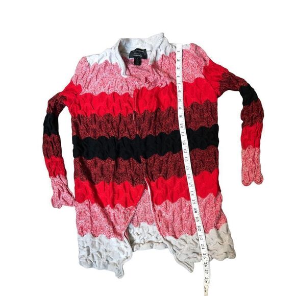 St Johns wool blend ruched red, black cardigan - Picture 9 of 9